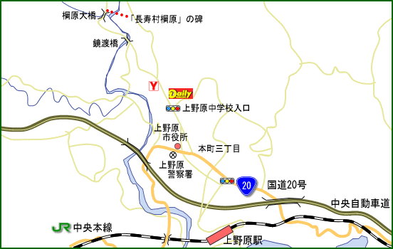 長寿村棡原の碑地図